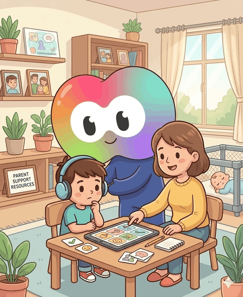 A parent and child using MindTherapy together at home